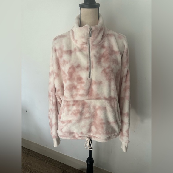 Old Navy Pink tie dye pullover half zip fluffy cozy sweater SZ XL - Picture 1 of 6